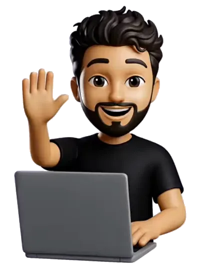 Vimukthi waving while coding on a laptop